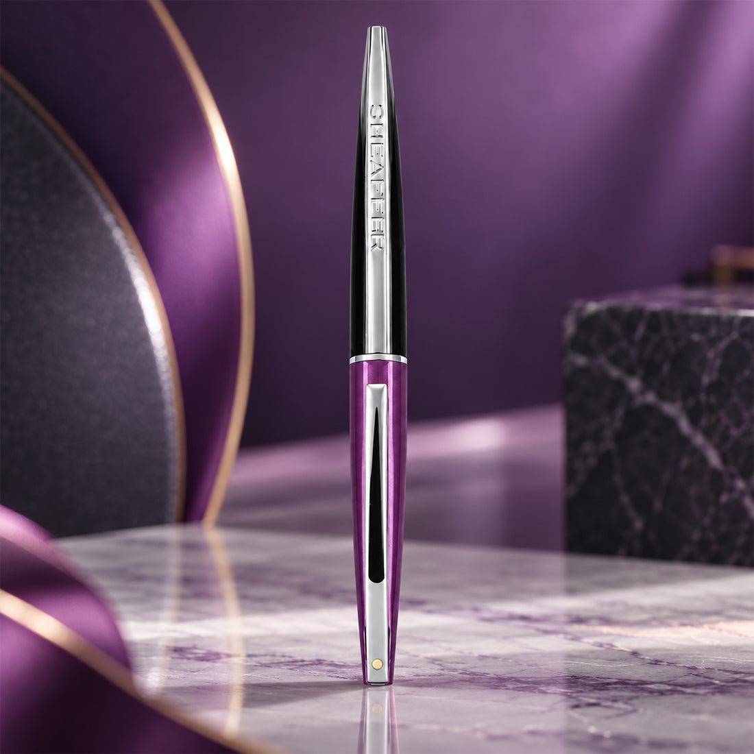 Sheaffer Taranis Twist Ballpoint Pen – Purple & Black with Chrome Trim
