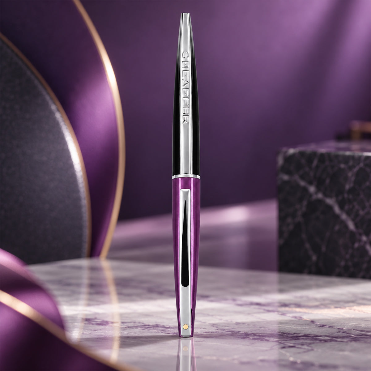 Sheaffer Taranis Twist Ballpoint Pen – Purple & Black with Chrome Trim