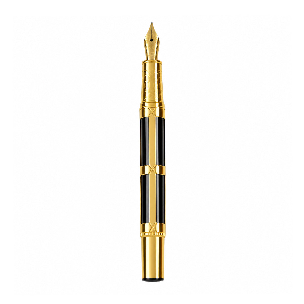 Hero 2065 Black & Gold Fountain Pen with 10K Gold Fine Nib