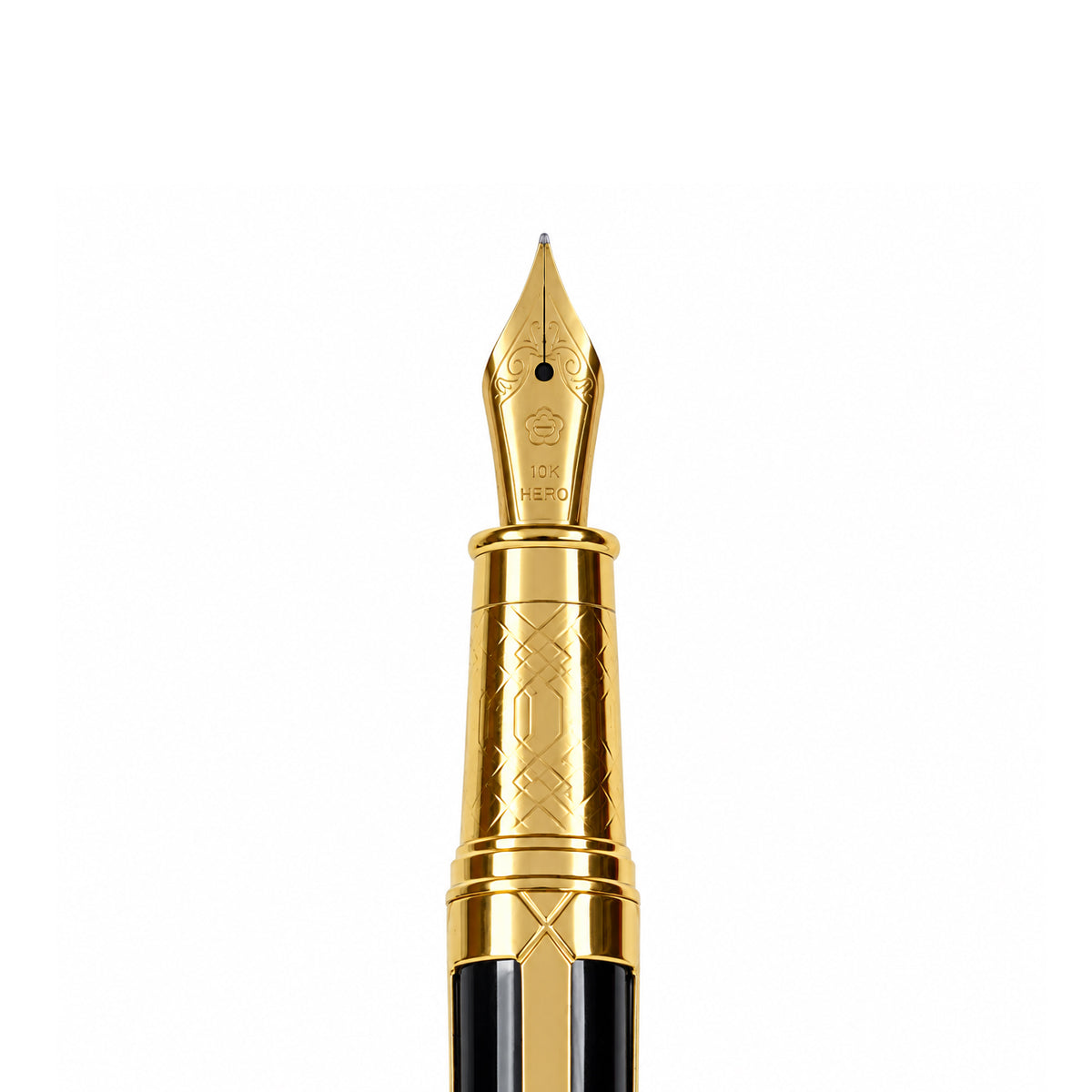 Hero 2065 Black & Gold Fountain Pen with 10K Gold Fine Nib