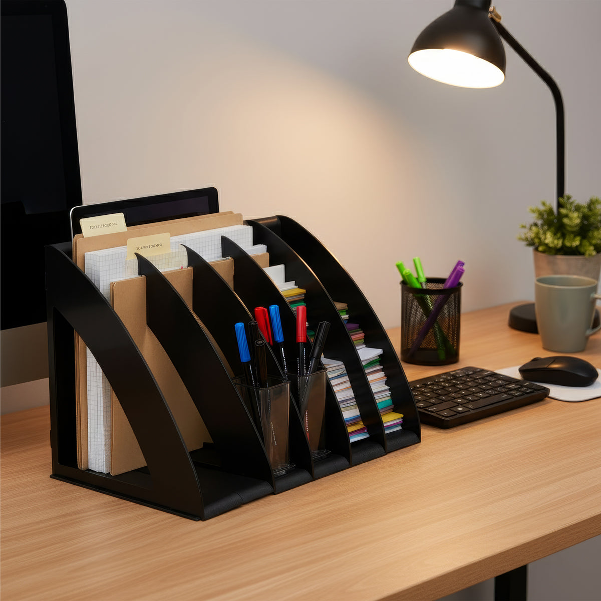 Solo Expandable Book Rack Set of 6 – Foldable Desk Organizer Black