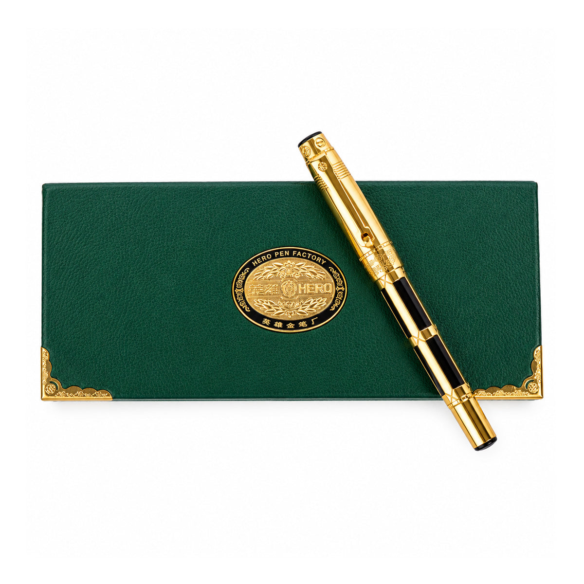 Hero 2065 Black & Gold Fountain Pen with 10K Gold Fine Nib