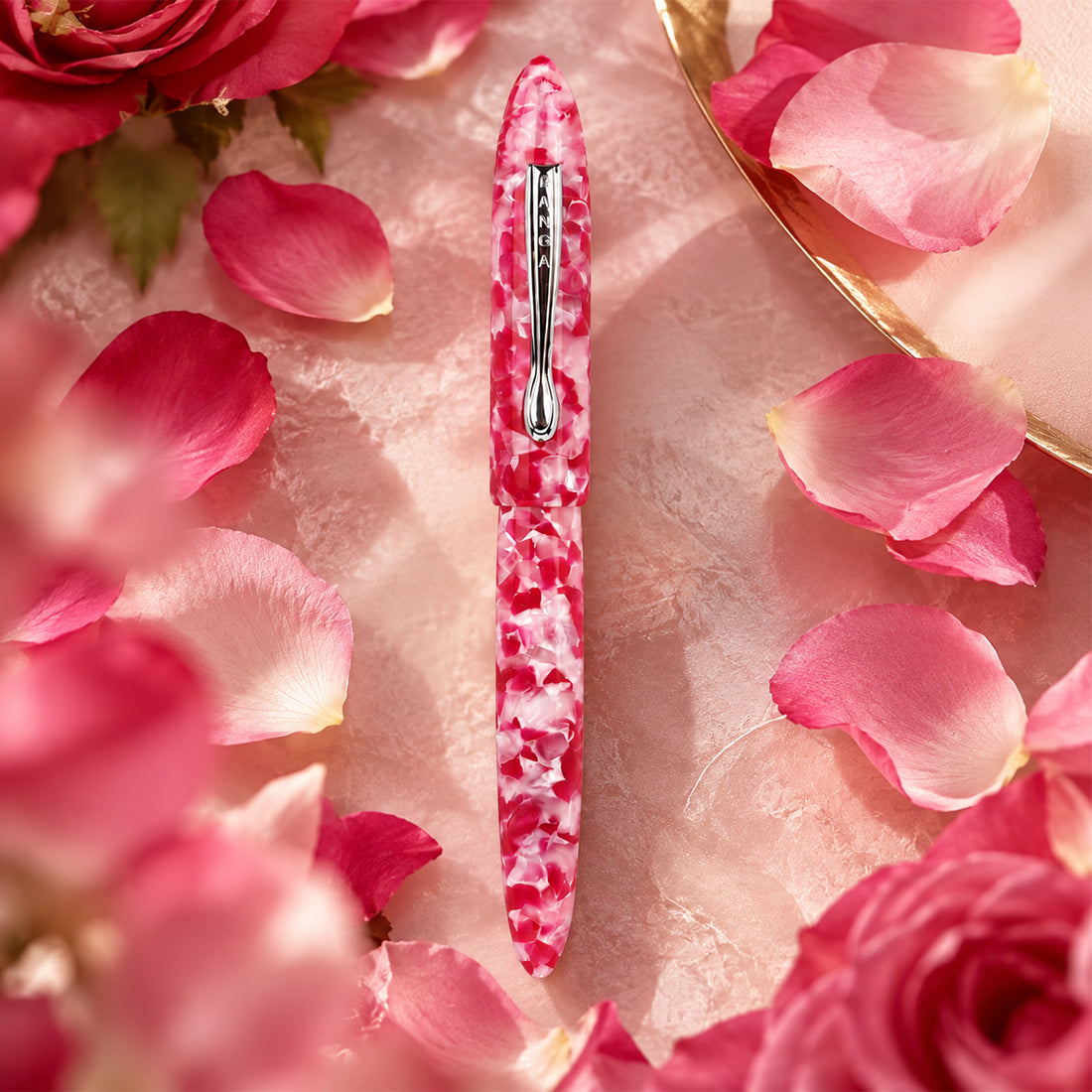 Ranga 9B Pink Acrylic Fountain Pen Handmade Fine Nib