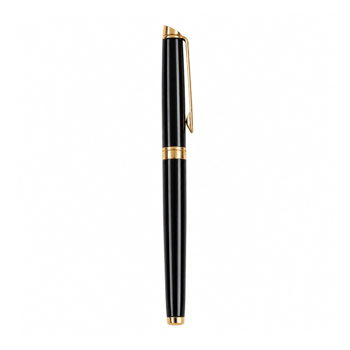 Waterman Expert Black Fountain Pen – Silver Trim, Medium Nib, Brass Body