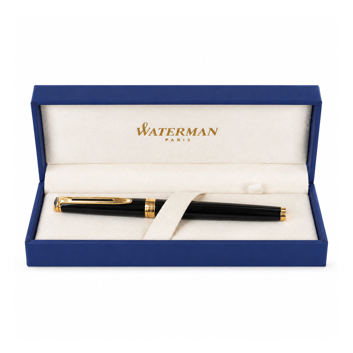 Waterman Expert Black Fountain Pen – Silver Trim, Medium Nib, Brass Body