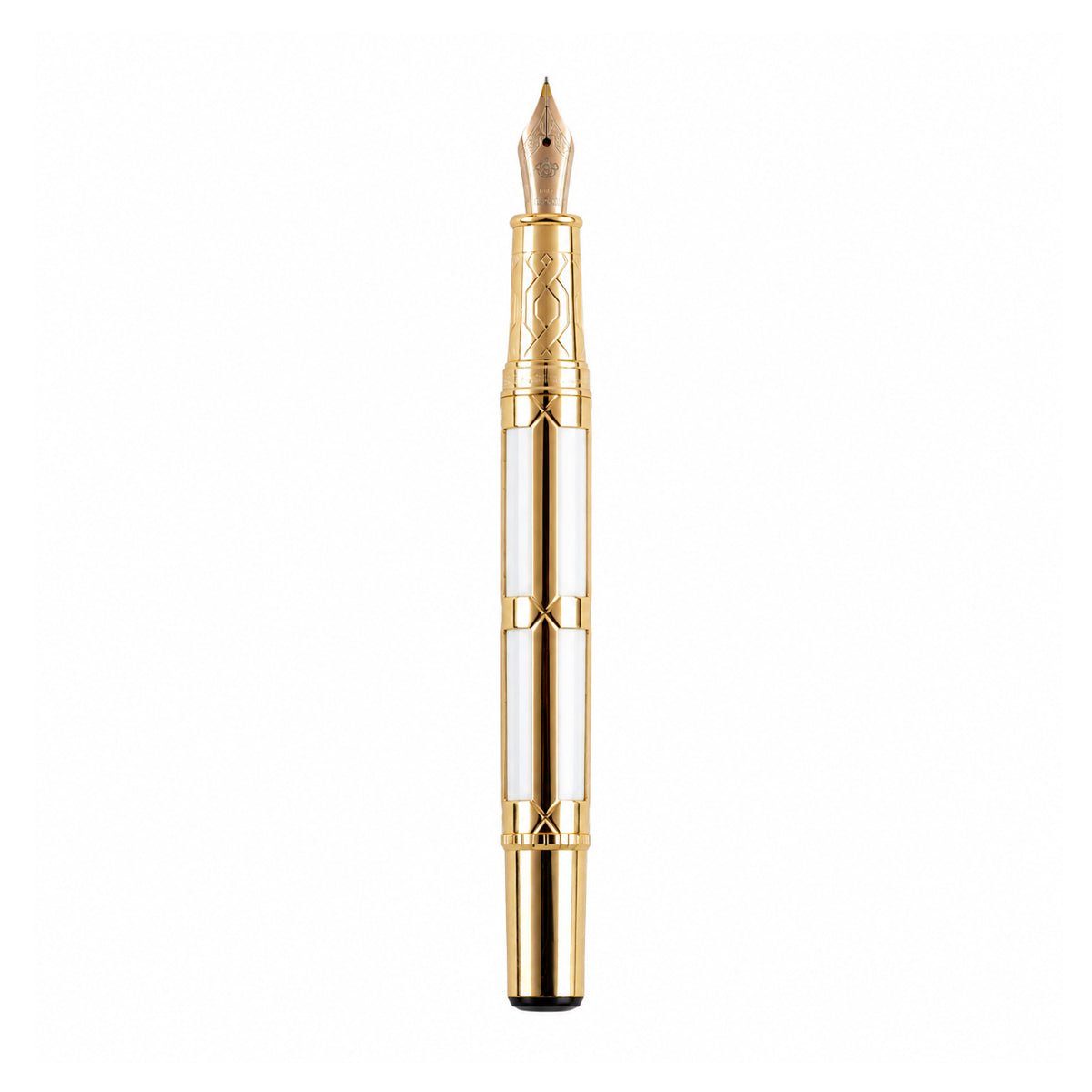Hero 2026 10K Gold Nib Fountain Pen – White & Gold Executive, Fine Nib, Luxury