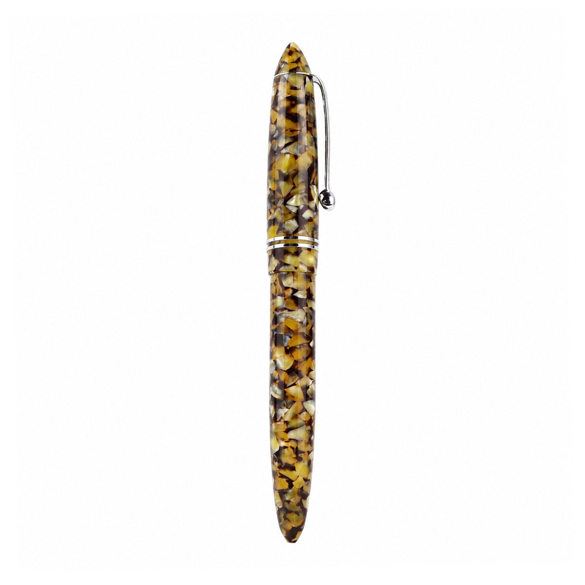 Click YEN Desert Sand Green Fountain Pen – Black & Green Acrylic, No. 35 Fine Nib, Silver Clip, Eye-Dropper 3-in-1