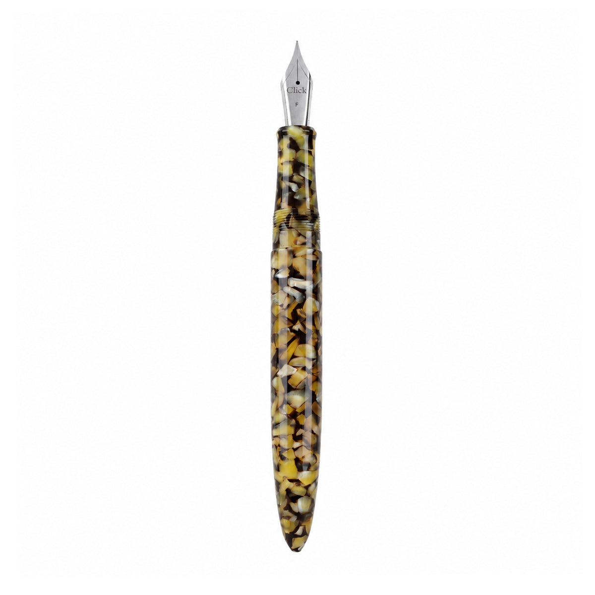 Click YEN Desert Sand Green Fountain Pen – Black & Green Acrylic, No. 35 Fine Nib, Silver Clip, Eye-Dropper 3-in-1