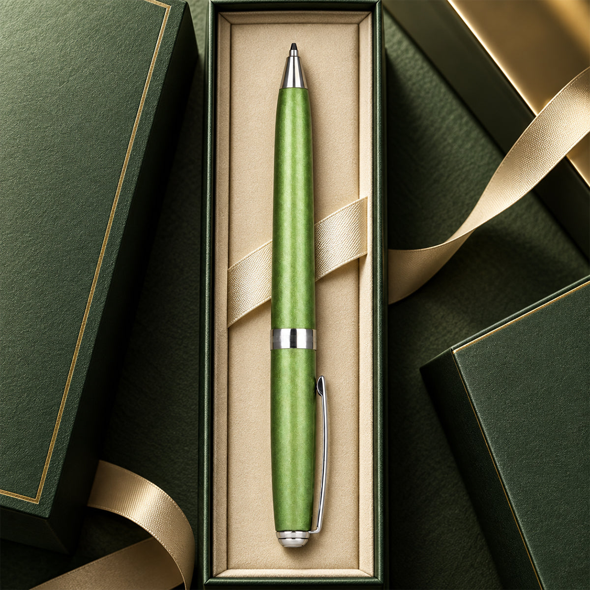 Sheaffer Premium Green 0.5mm Mechanical Pencil – Matte Green Brass, Click Type, Precise Fine Lead