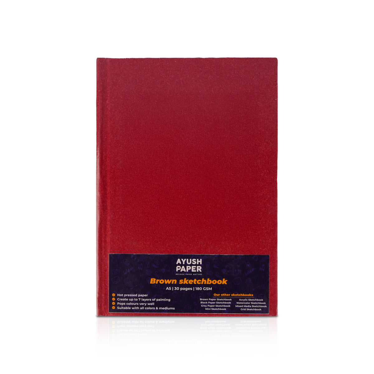 Ayush A5 Brown Sketchbook 30 Pages – 180 GSM Hardbound