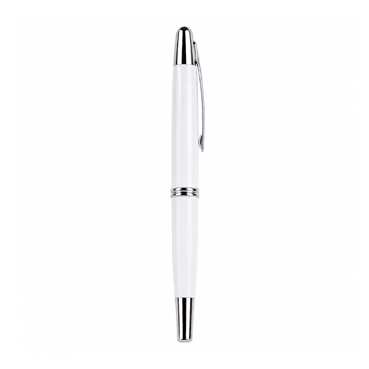 Pilot Capless Vanishing Point Fountain Pen – White Lacquered Metal, 18K Gold Medium Nib, Twist Piston Converter, Retractable