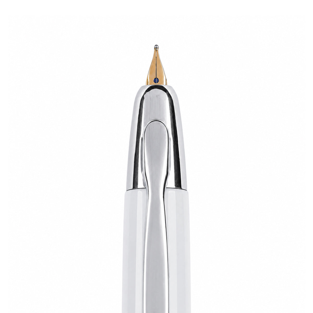 Pilot Capless Vanishing Point Fountain Pen – White Lacquered Metal, 18K Gold Medium Nib, Twist Piston Converter, Retractable
