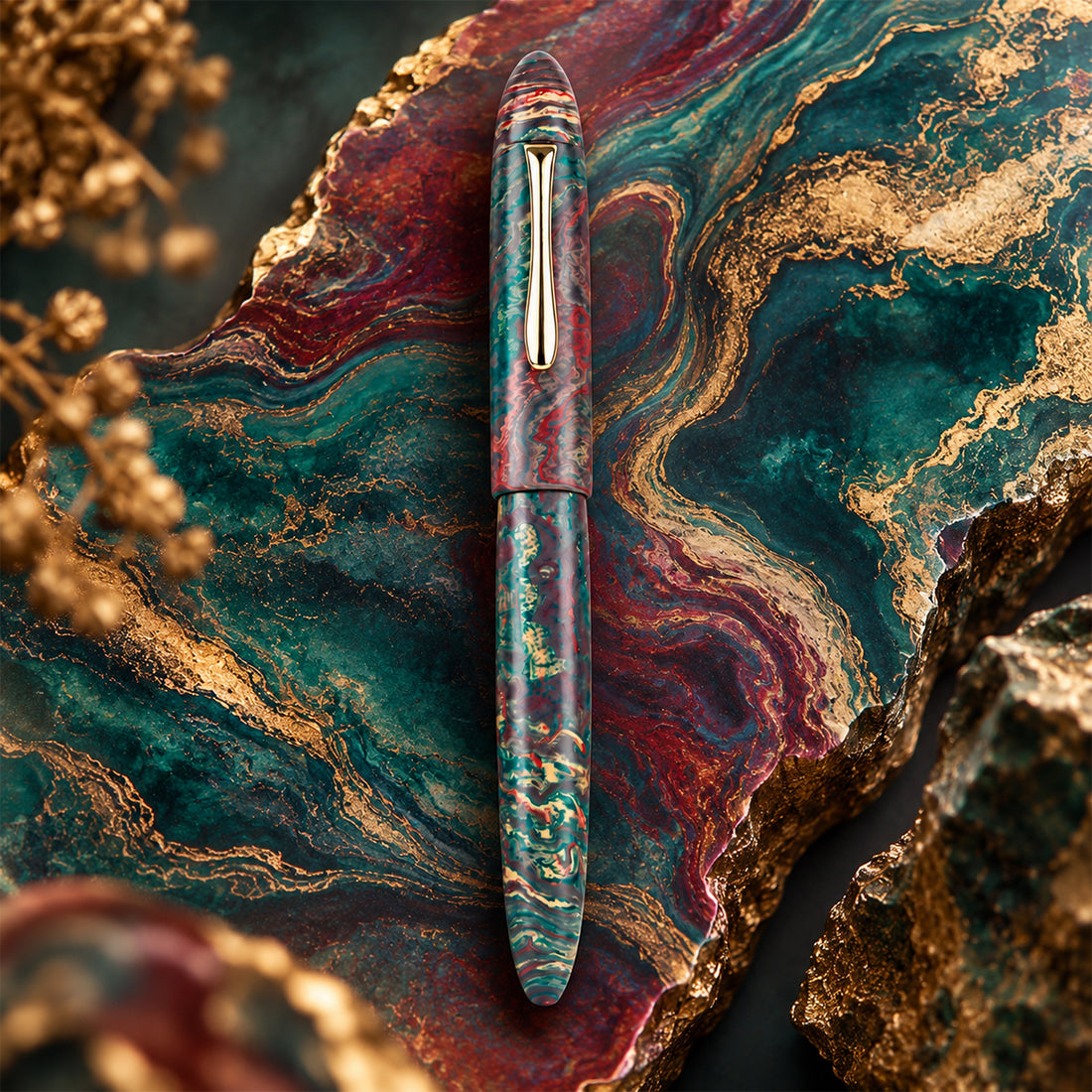 Ranga Majestic Ebonite Fountain Pen – Multi Pink, Bock Broad Nib, Jumbo Size