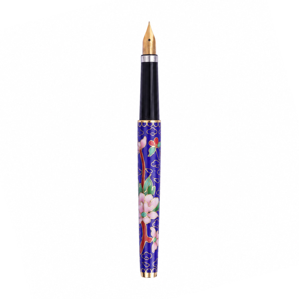 Hero Vintage Blue Cloisonné Fountain Pen with Fine Nib & Gold Trim