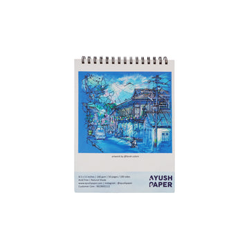 Ayush Paper A4 Sketchbook – 140 GSM, 50 Sheets, Spiral Bound