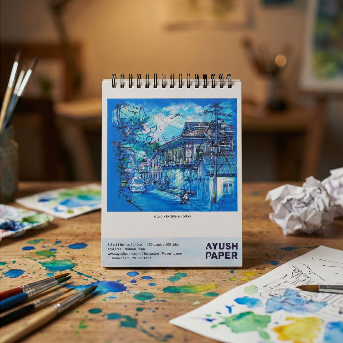 Ayush Paper A4 Sketchbook – 140 GSM, 50 Sheets, Spiral Bound