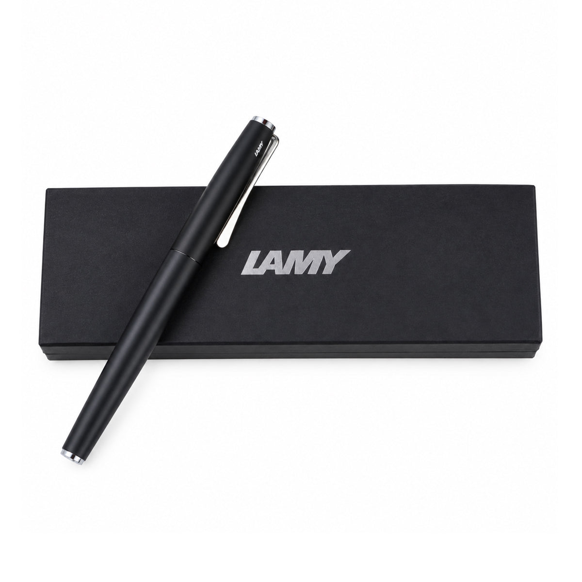 Lamy Studio Matte Black Fountain Pen – Fine Nib, Chrome Grip & Propeller Clip