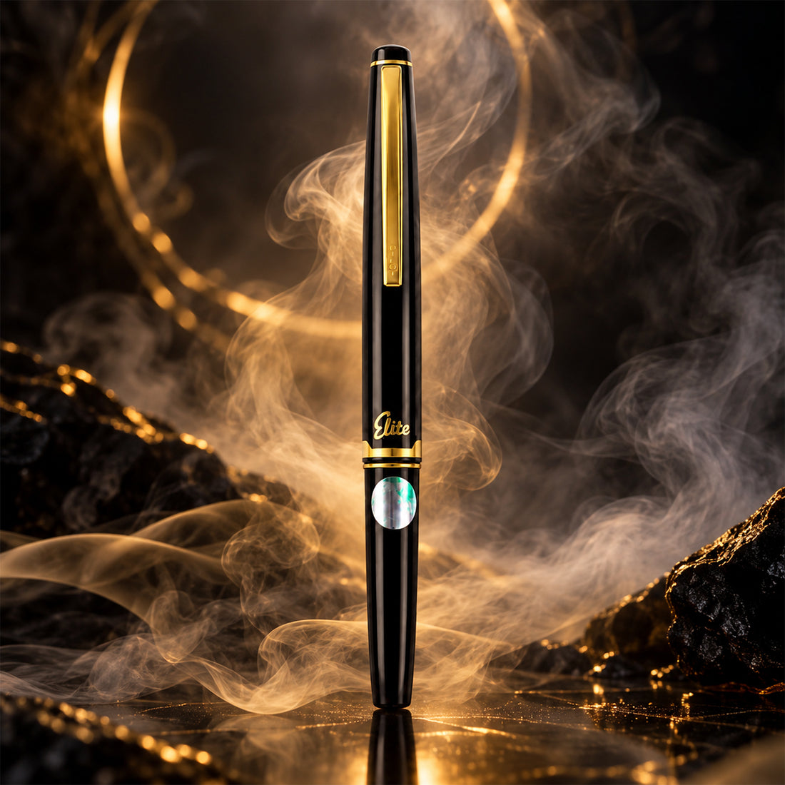 Pilot Elite Vintage Fountain Pen – Black Resin, 14K Gold