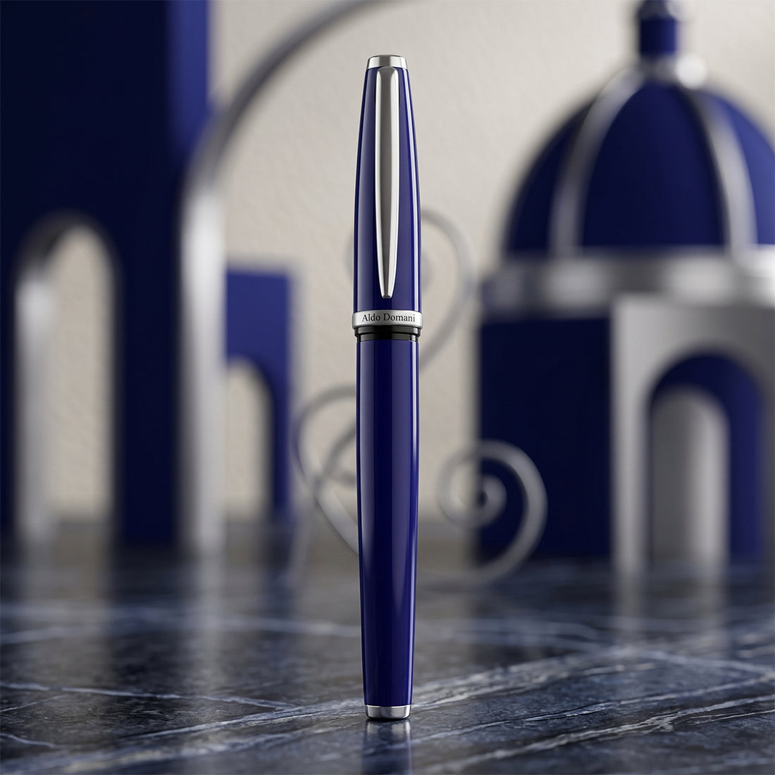 Monteverde Aldo Domani Glossy Blue Fountain Pen – Medium Nib, Converter Included