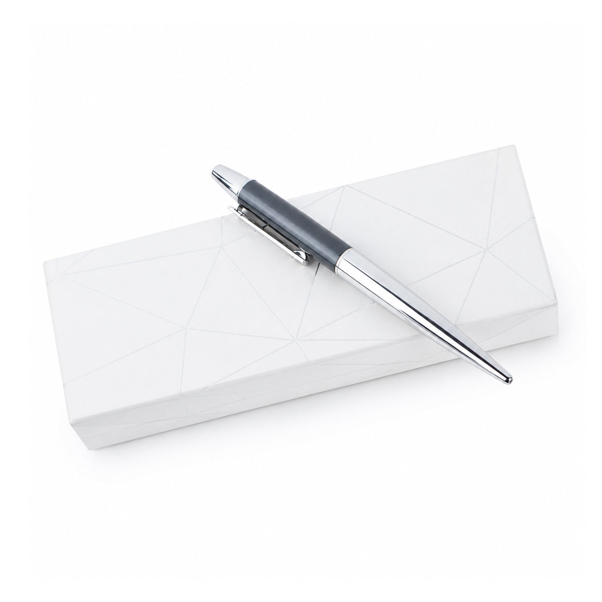 Hero SH202 Glossy Silver & Grey Ball Pen – Twist Type, Metal Body