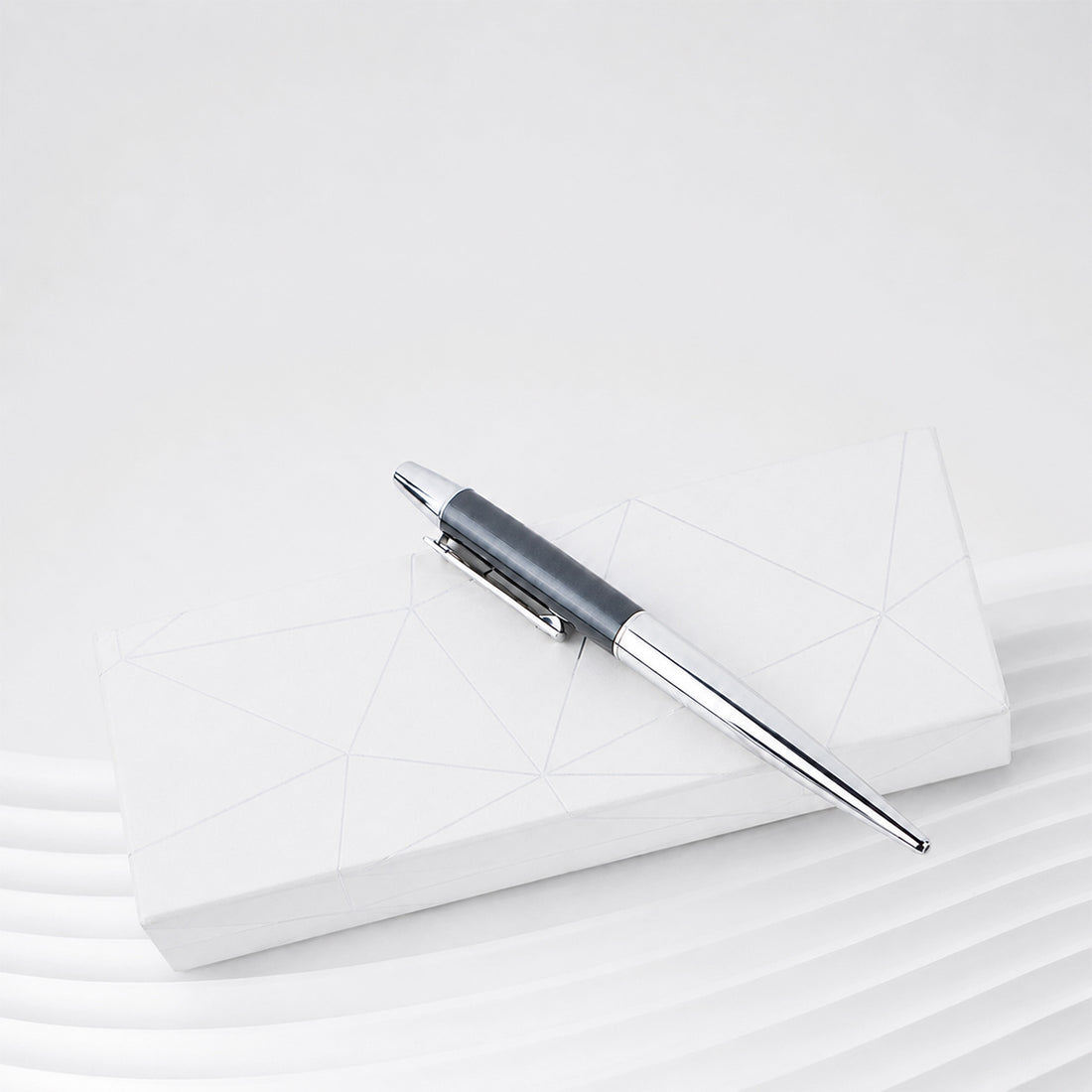 Hero SH202 Glossy Silver & Grey Ball Pen – Twist Type, Metal Body