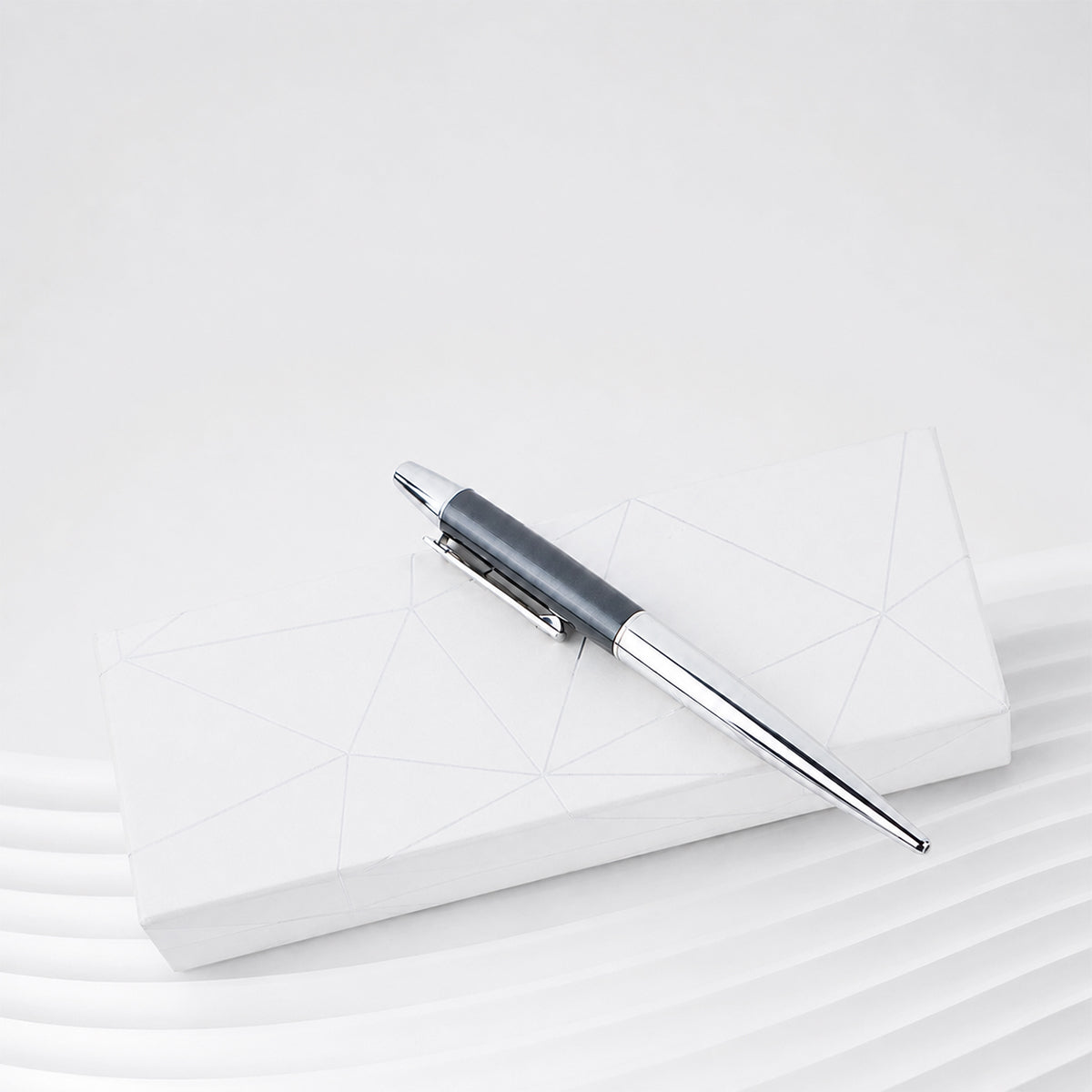 Hero SH202 Glossy Silver & Grey Ball Pen – Twist Type, Metal Body