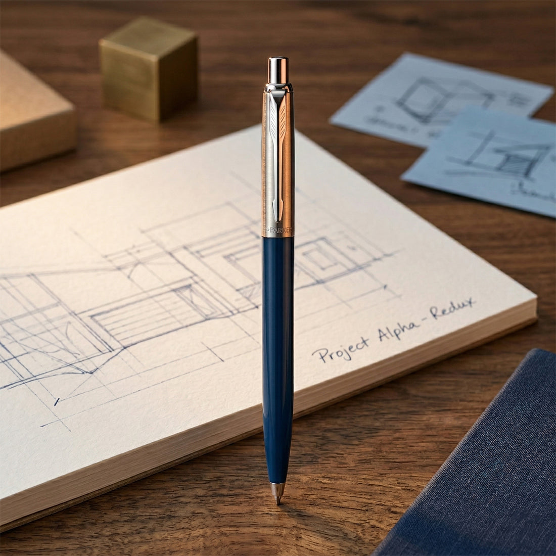 Sheaffer Glossy Blue & Silver Retractable Ballpoint Pen