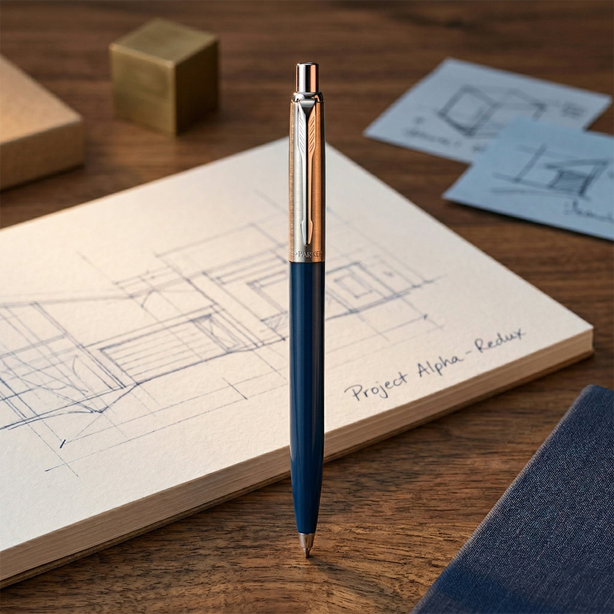Sheaffer Glossy Blue & Silver Retractable Ballpoint Pen