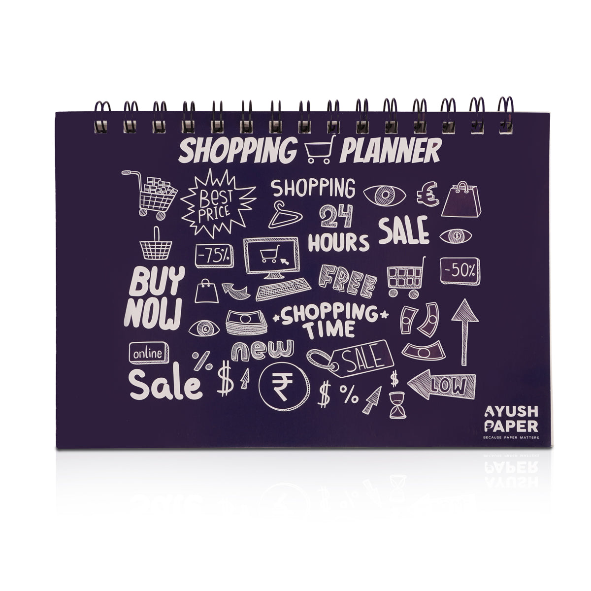Ayush Shopping Planner Notebook 50 Pages Dark Blue Spiral Bound