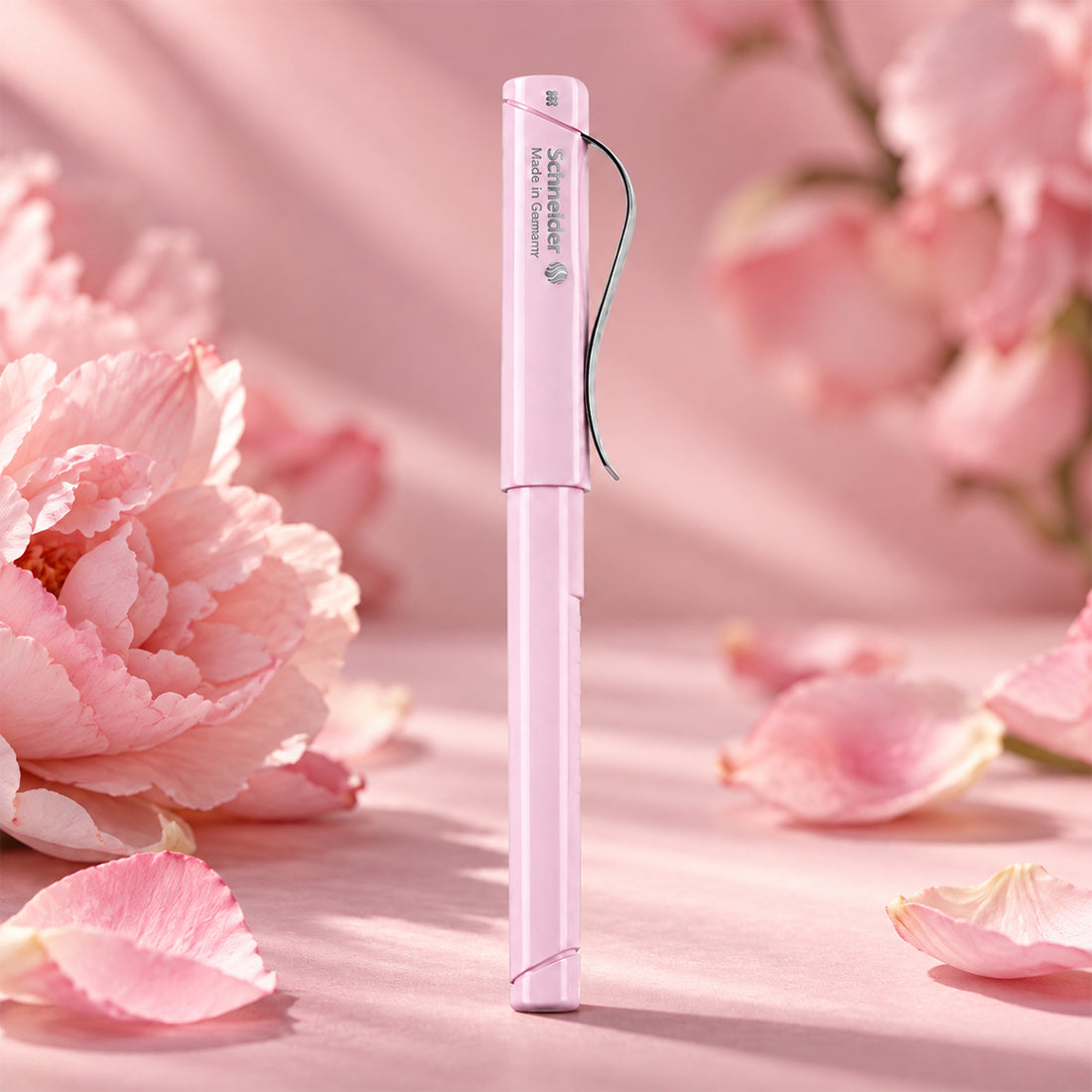 Schneider Rose Pink Medium Nib Fountain Pen – Cartridge Filling, Rubber Grip