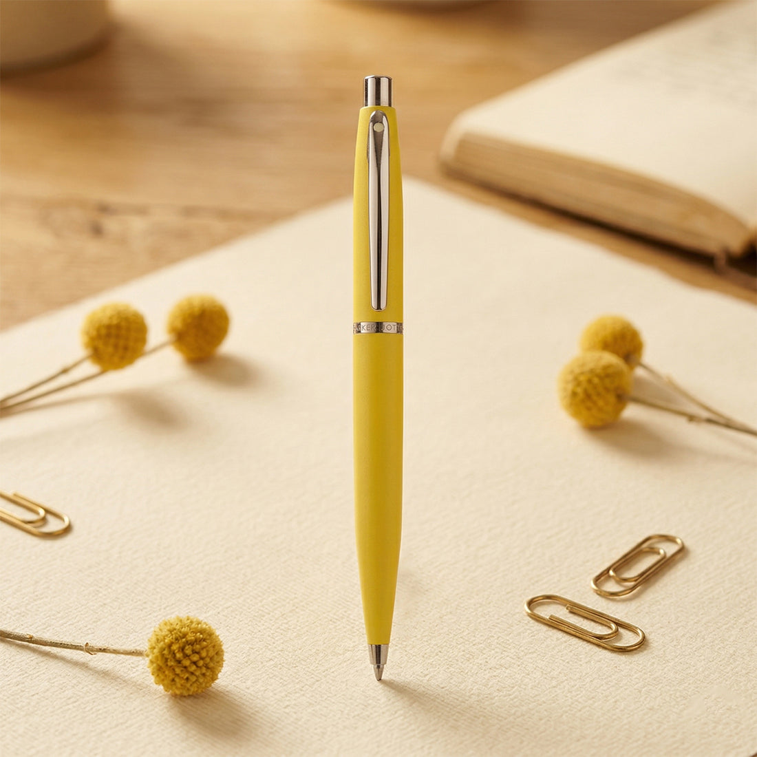 Sheaffer VFM Matte Yellow Ballpoint Pen with Black Ink