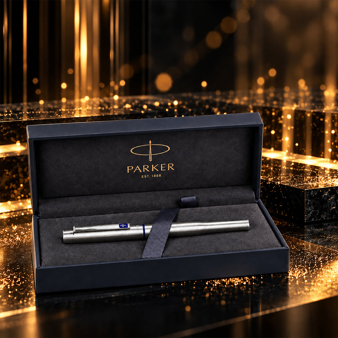 Parker 25 Metallic Silver Medium Nib Fountain Pen