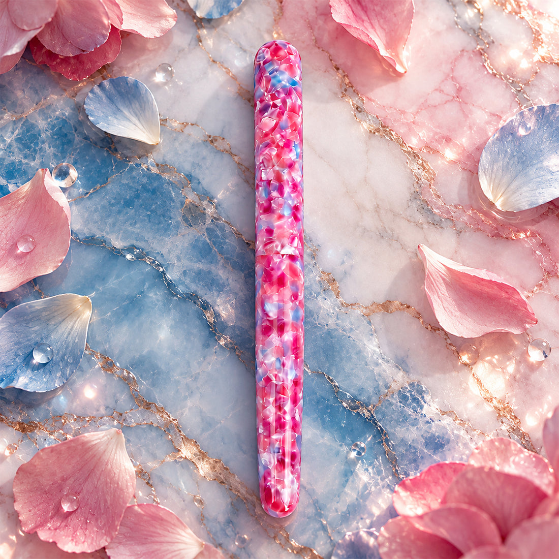 Ranga Model 5 Pink Marble Fountain Pen – Handcrafted Acrylic, Custom Nib