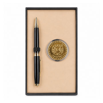 Cross Black Coventry Lacquer Ballpoint Pen with 24KT Chakra Coin Gift Set