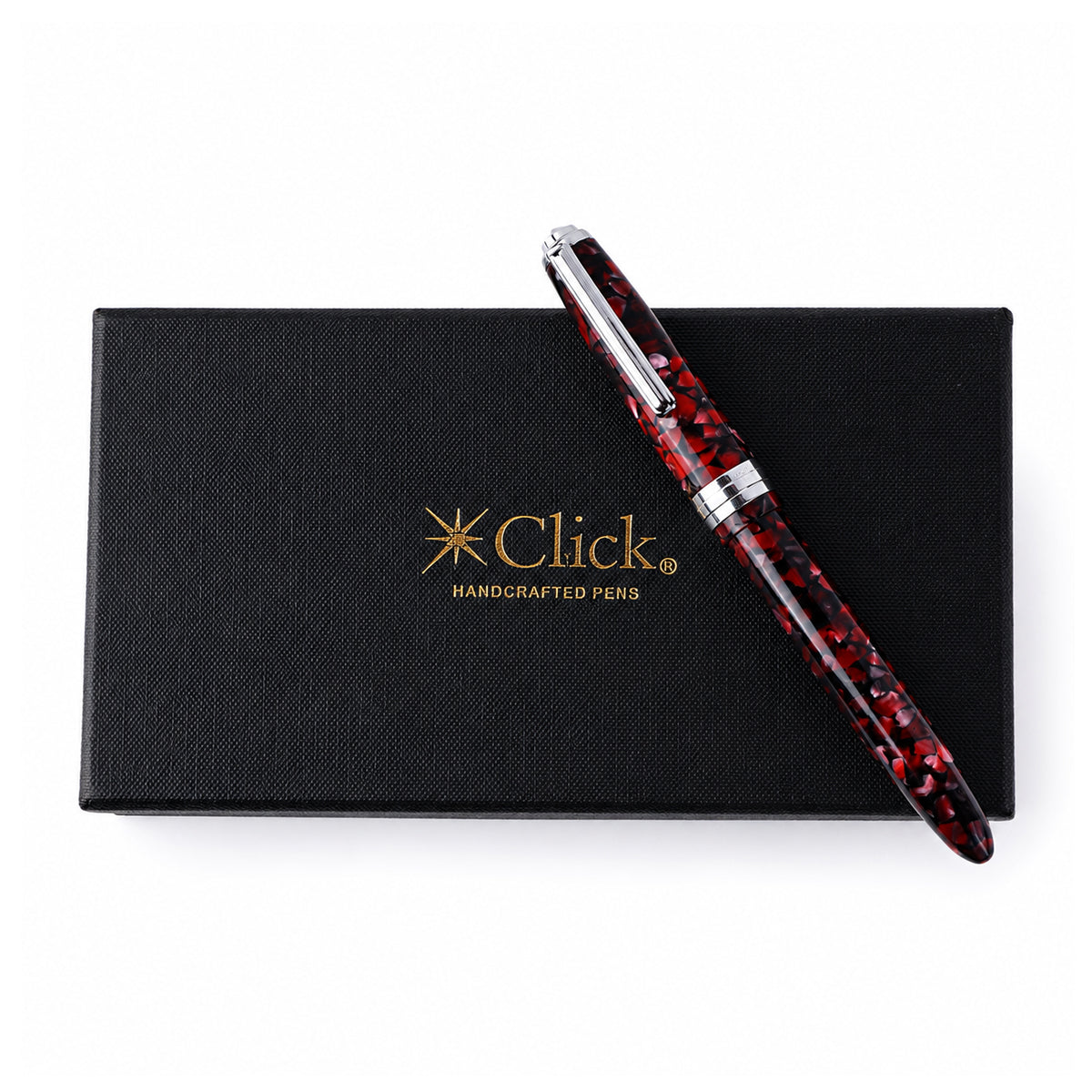 Click Falcon Premium Acrylic Ruby Red Fountain Pen — Medium Nib