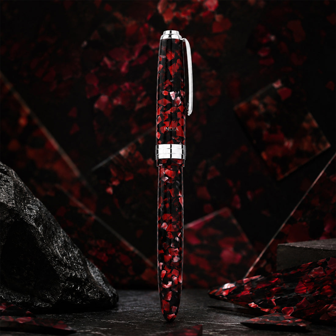 Click Falcon Premium Acrylic Ruby Red Fountain Pen — Medium Nib