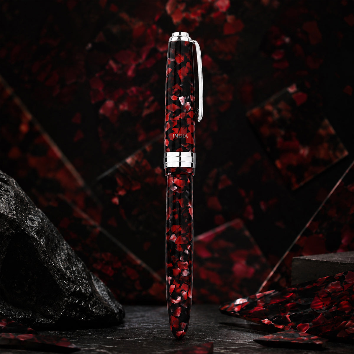 Click Falcon Premium Acrylic Ruby Red Fountain Pen — Medium Nib