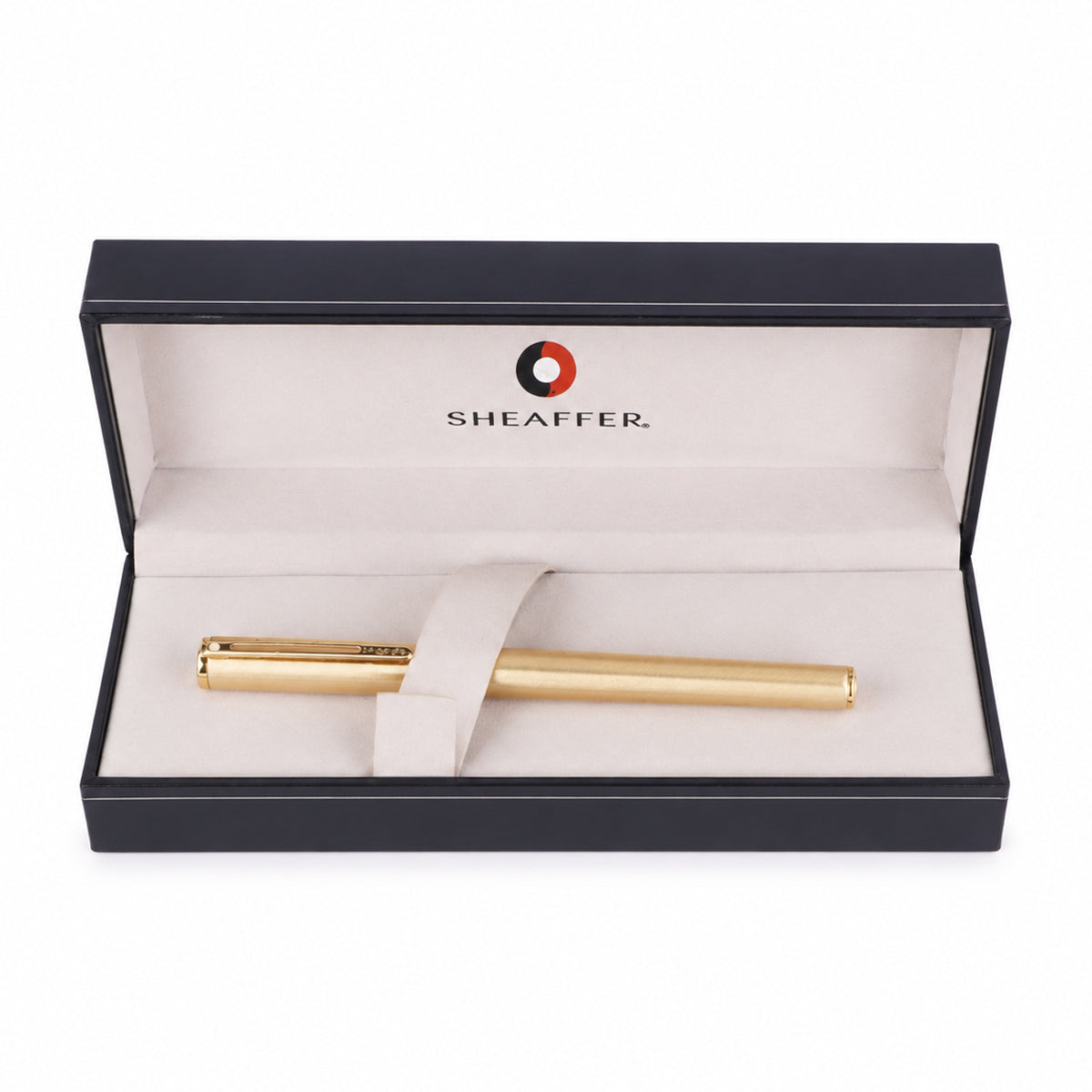 Sheaffer Full Gold Converter Fountain Pen — Medium Nib with Black Grip