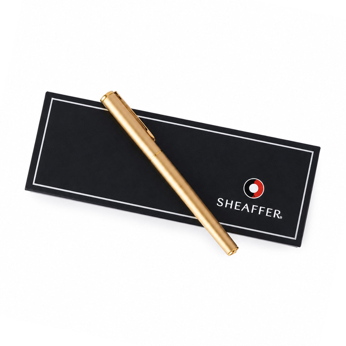 Sheaffer Full Gold Converter Fountain Pen — Medium Nib with Black Grip