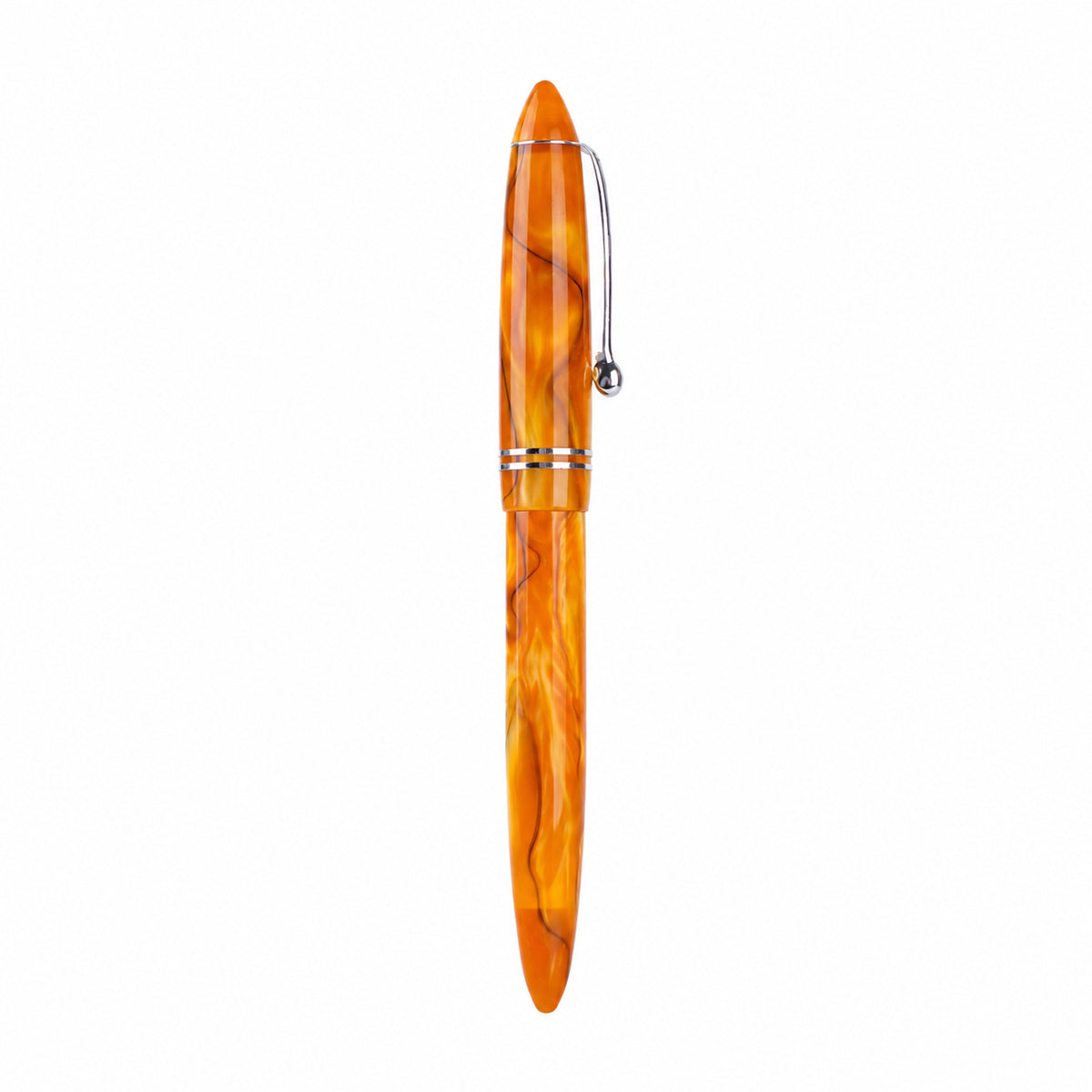 Click Yen Jasper Orange Marble Acrylic Fountain Pen — Fine Nib
