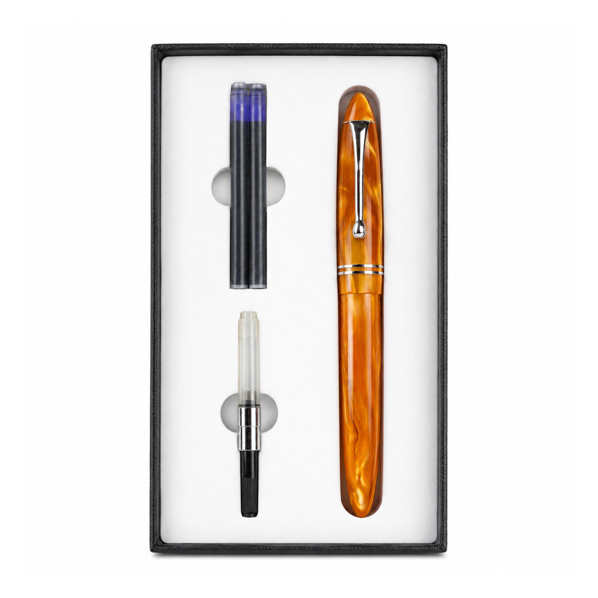 Click Yen Jasper Orange Marble Acrylic Fountain Pen — Fine Nib