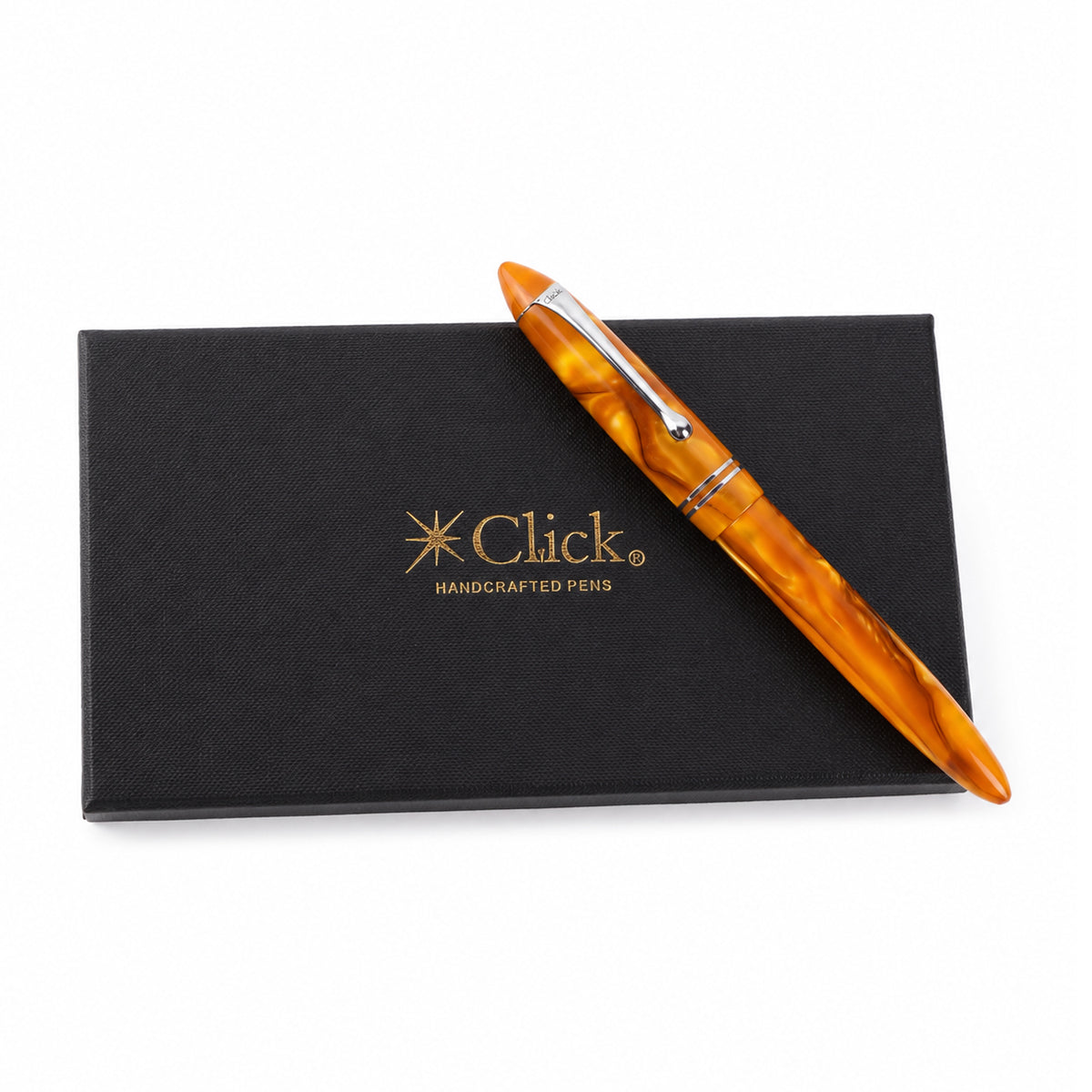 Click Yen Jasper Orange Marble Acrylic Fountain Pen — Fine Nib