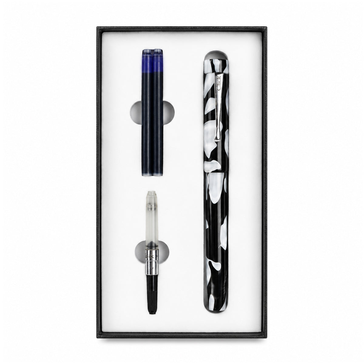 Click Century Black & White Acrylic Fountain Pen — Medium Nib