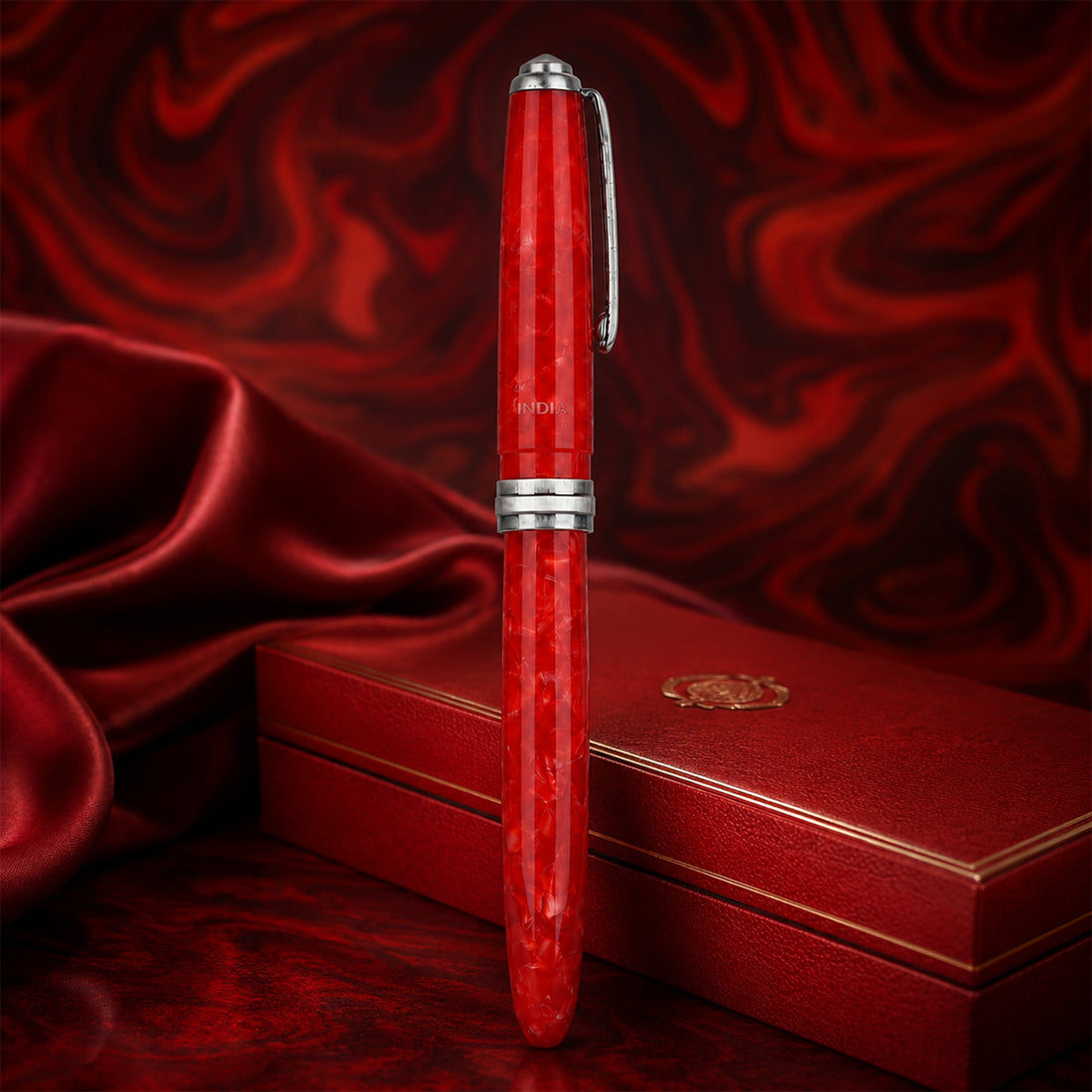 Click Falcon Red Acrylic Fountain Pen — Flex Nib