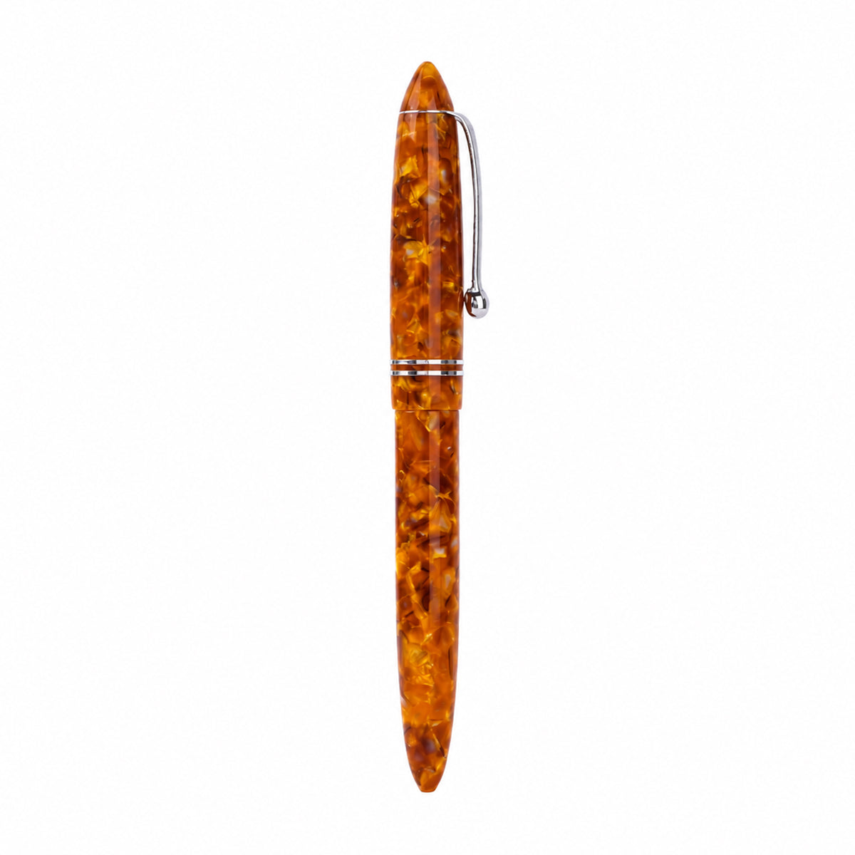 Click Yen Brown Marbled Acrylic Fountain Pen — Broad Nib