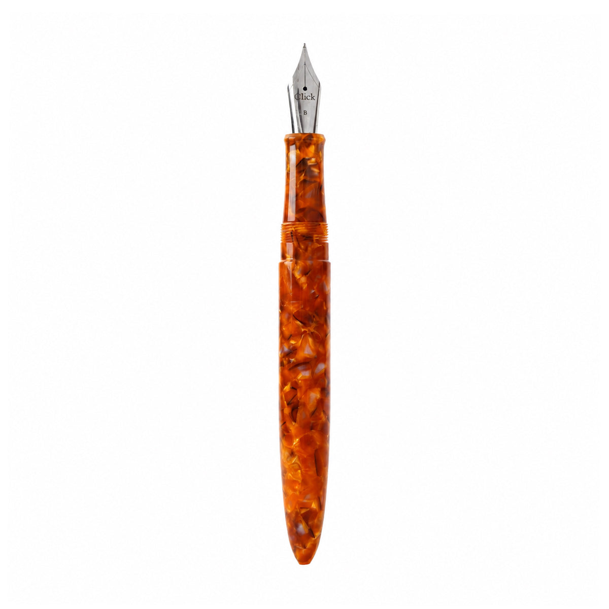 Click Yen Brown Marbled Acrylic Fountain Pen — Broad Nib