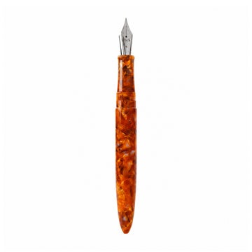 Click Yen Brown Marbled Acrylic Fountain Pen — Broad Nib