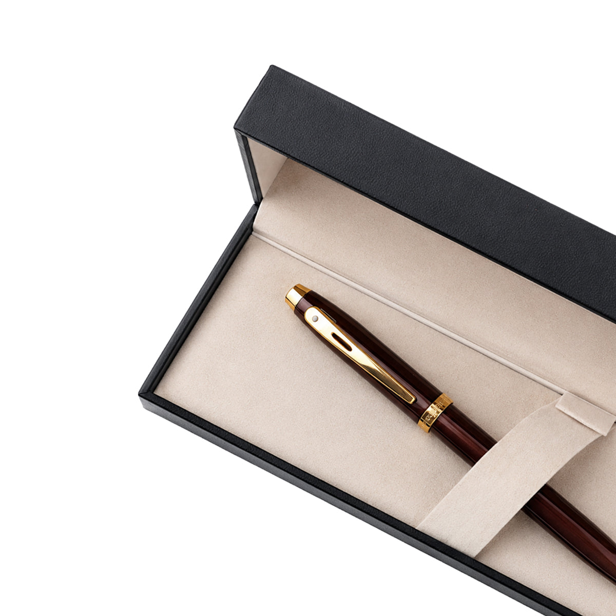 Sheaffer 100 Glossy Coffee Brown Fountain Pen – PVD Gold-Tone Trim, Medium Nib