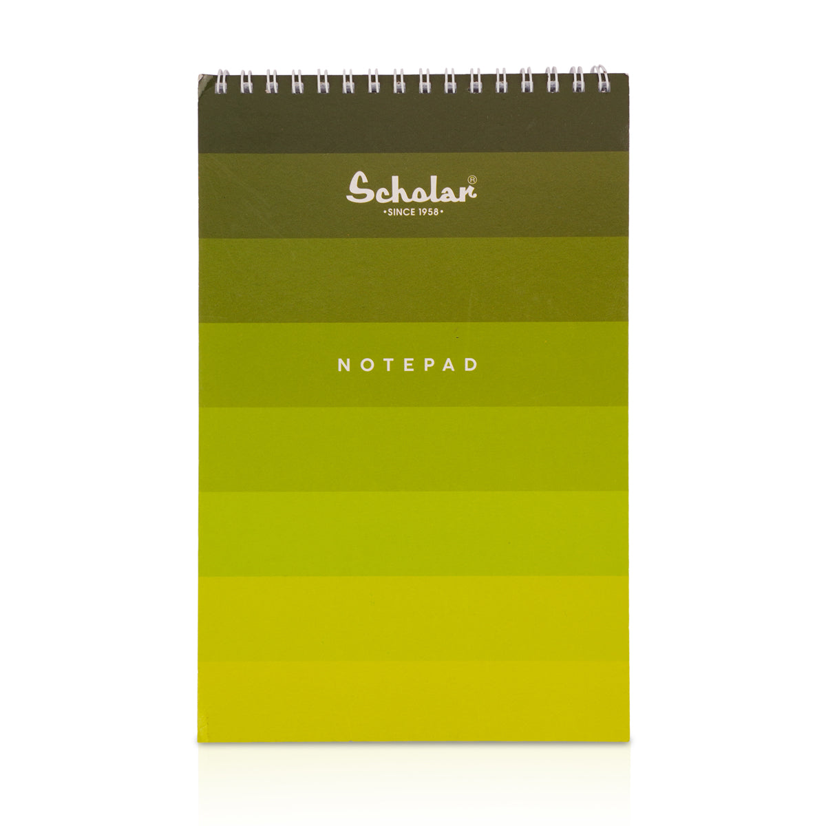 Scholar Green Spiral Notepad 80 Pages - Horizontally Striped Design