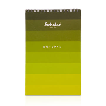 Scholar Green Spiral Notepad 80 Pages - Horizontally Striped Design